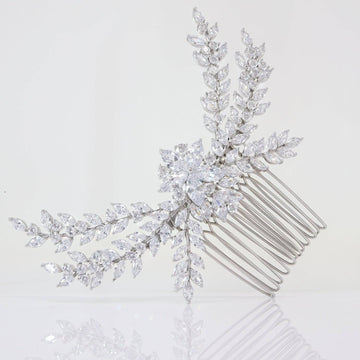 Diamond Floral Vine Leaves Bridal Hair Comb, Bridal Hair Piece, Bridal Hair Accessories, Wedding Hair Accessory, Bridal Hair Comb.